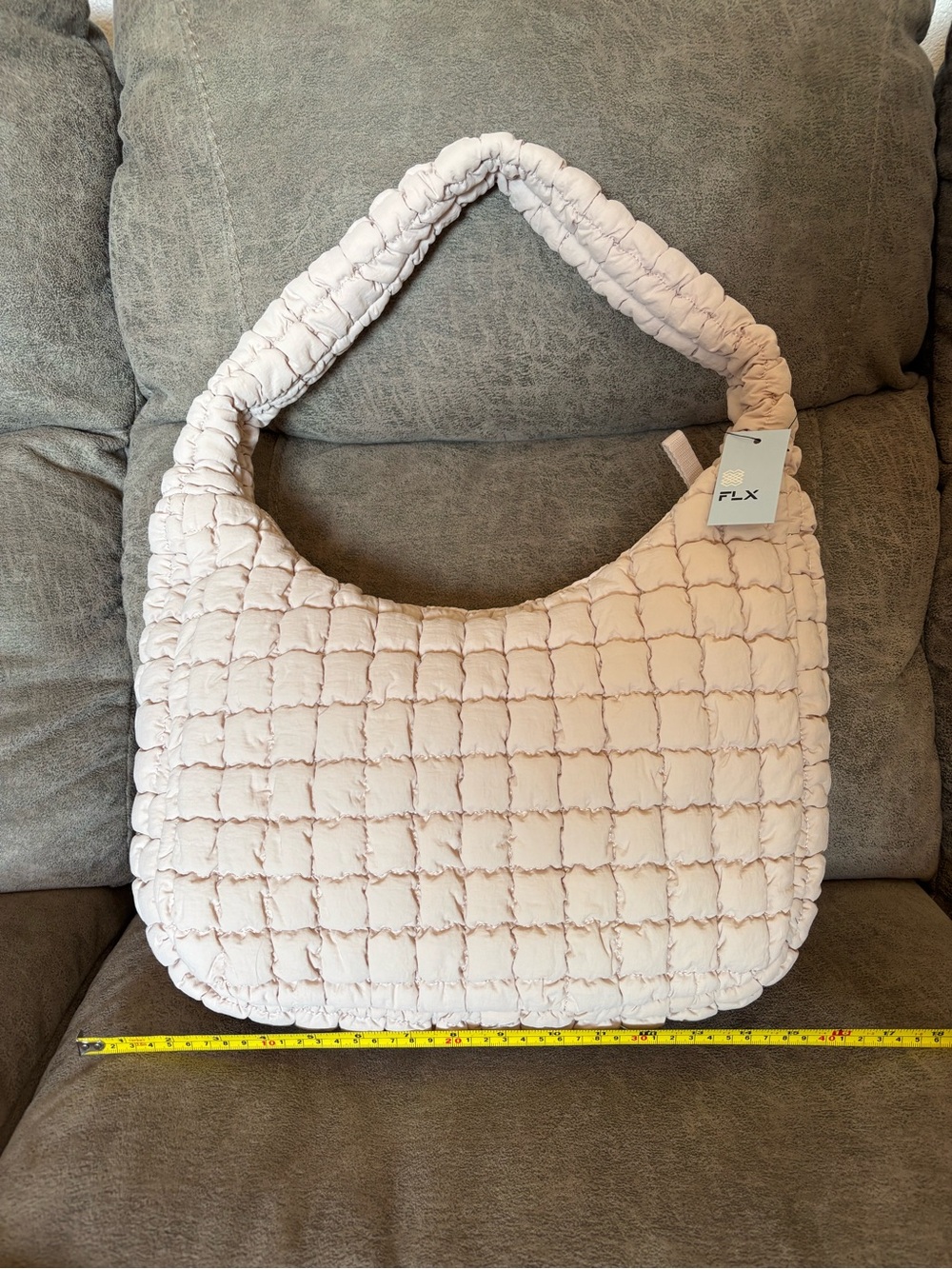 Quilted Shoulder Hobo Bag in basic beige by FLX